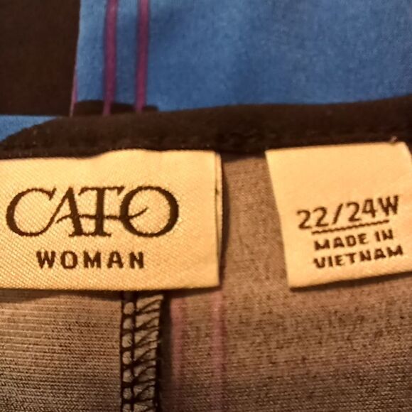 CATO Asymmetrical Blouse Bold Geometric Short Sleeve Jewel Tone Plus Size 3X - Picture 6 of 11